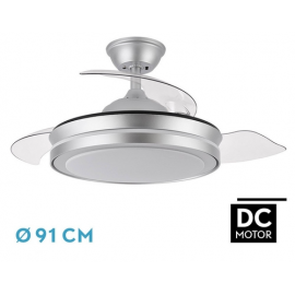 ABRILA DC ESPARTA 91CM PLATA - VENTILADOR DE TECHO ASPA RETRÁCTIL CON LUZ