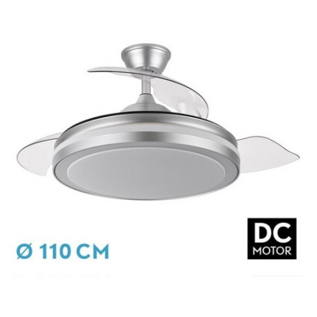 ABRILA DC ESPARTA 110CM PLATA - VENTILADOR DE TECHO ASPA RETRÁCTIL CON LUZ