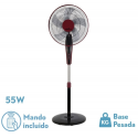 Abrila BORLON Burdeos/Negro - Ventilador de Pie 220-240 V