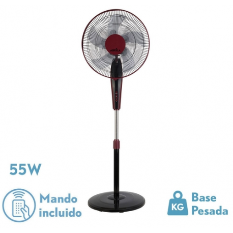 Ventilador Pie Borlon (213941030) 55w 3vel. Tempor. 5aspas Negro/burdeos