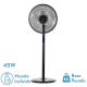 Ventilador Pie Icono (207441001) 45w 3vel. 5aspas M.dist.temporiz. Negro