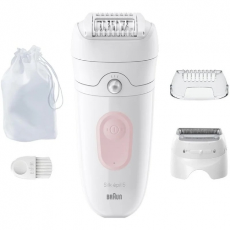 BRAUN SILK-ÉPIL5 SE5-030 Blanco-Rosa - Depiladora Batería