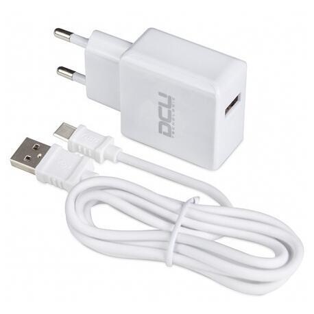 DCU 37250000 Cargador USB Blanco Cable Tipo C 1 Metro 