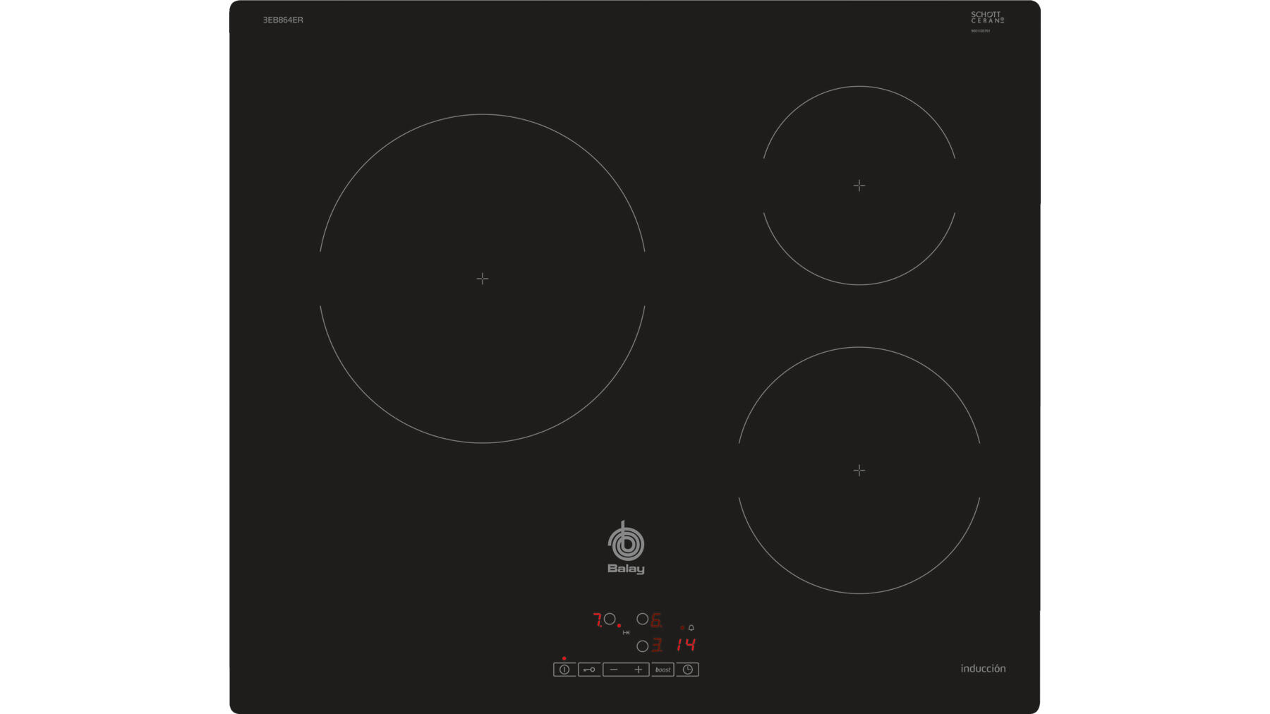 Vitrocerámica Balay 3EB864ER 3 Fuegos Bordes Redondeados Inducción